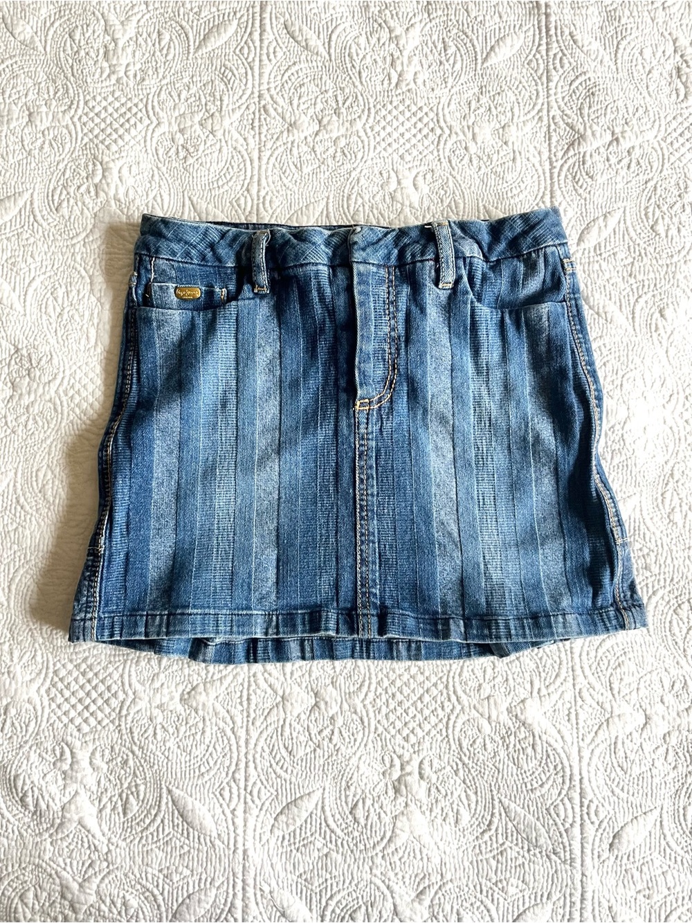 Pepe Jeans Y2K Denim Mini Skirt With Ruffles - Blue - Medium Mini Skirt